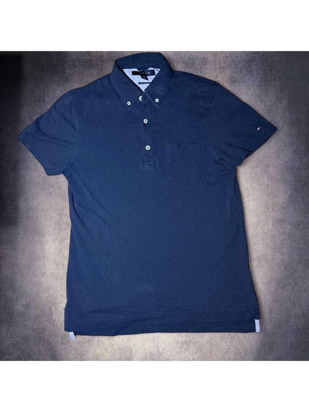 y2k Tommy Hilfiger Navy Blue Polo Shirt